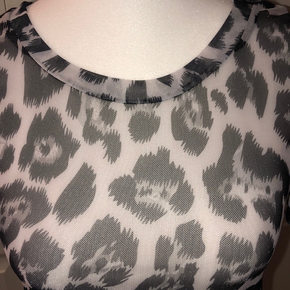 NWOT LF sheer black and white animal print top - Picture 4 of 6